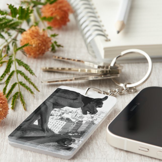 Notre Dame Gothic Gargoyle Waterproof Keychain (Front Right)