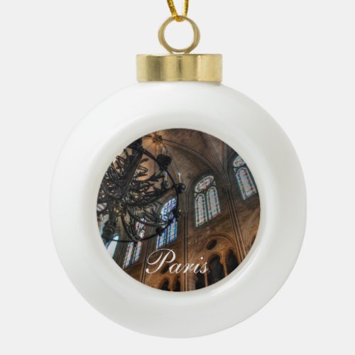 Notre Dame interior Ceramic Ball Christmas Ornament