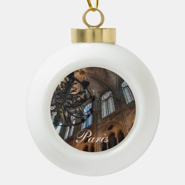 Notre Dame interior Ceramic Ball Christmas Ornament (Front)