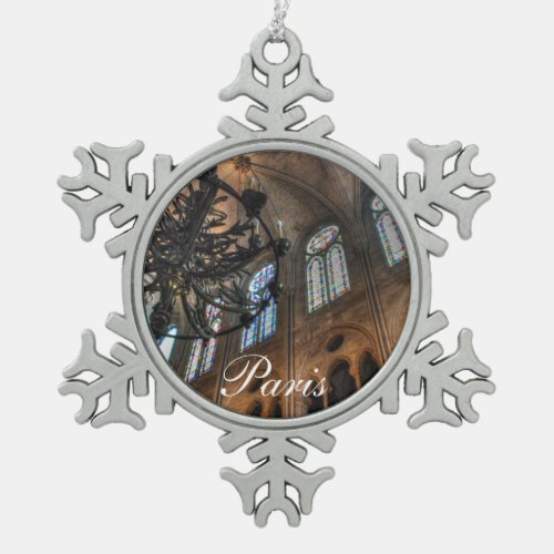 Notre Dame interior Snowflake Pewter Christmas Ornament
