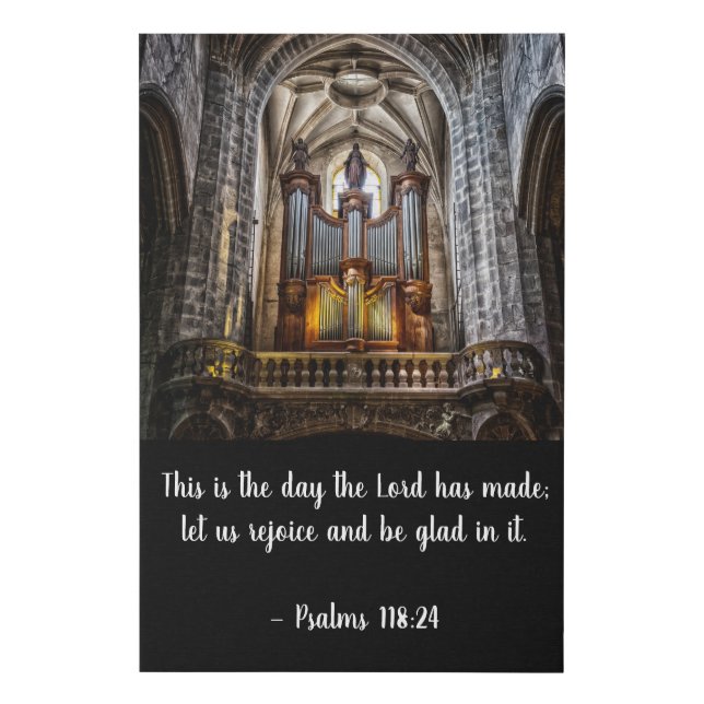 Notre Dame Organ and Psalms Verse Faux Canvas Print (Front)
