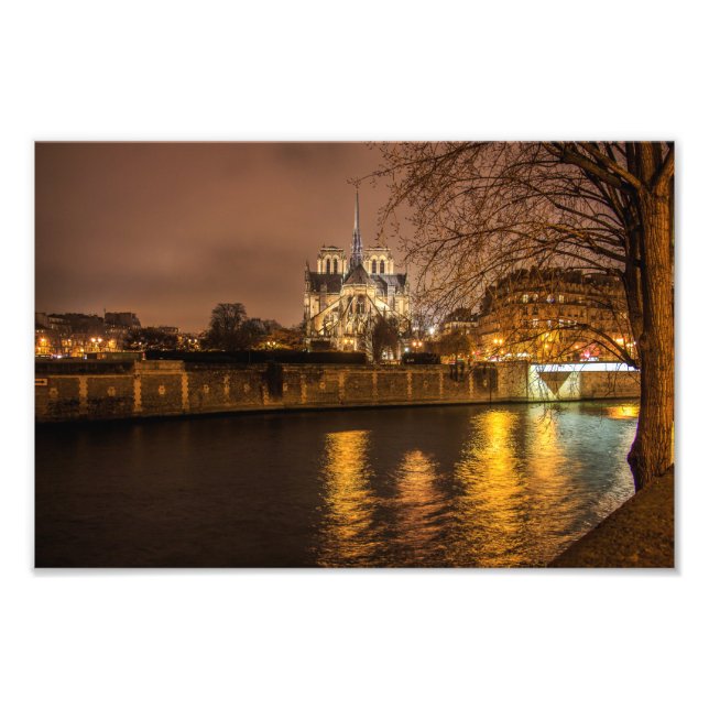 Notre Dame Paris at Night - Photo Print (Front)