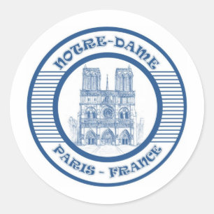 NOTRE-DAME PARIS BLUE CLASSIC ROUND STICKER