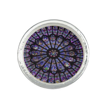 Notre Dame Paris Cathedral Stained Glass Window Ring by TS_Squared_Travel at Zazzle