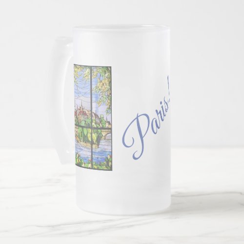 NOTRE DAME PARIS CRYSTAL STAINED GLASS DESIGN 2  FROSTED GLASS BEER MUG