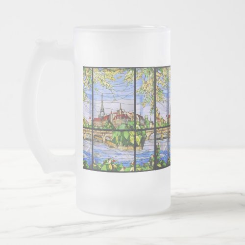 NOTRE DAME PARIS CRYSTAL STAINED GLASS DESIGN  FROSTED GLASS BEER MUG