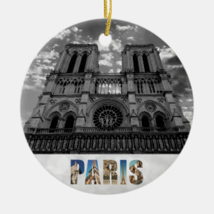 Notre Dame Paris France Cathedral Christmas Ceramic Ornament