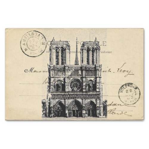 Notre Dame Paris French Postcard Tissue Paper