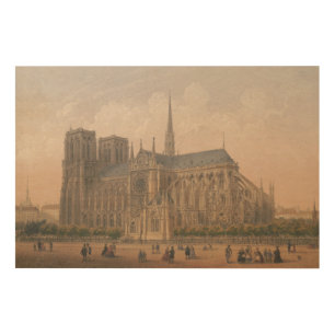 Notre Dame, Paris Lithograph by Charles Rivière Wood Wall Art