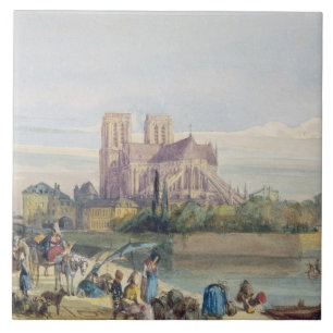 Notre Dame, Paris (w/c on paper) Ceramic Tile