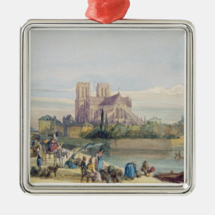 Notre Dame, Paris (w/c on paper) Metal Ornament