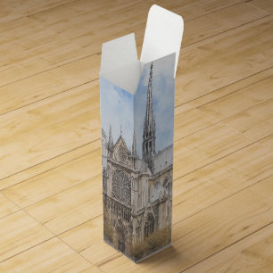 Notre Dame Paris Watercolor Cathedral Wine Box