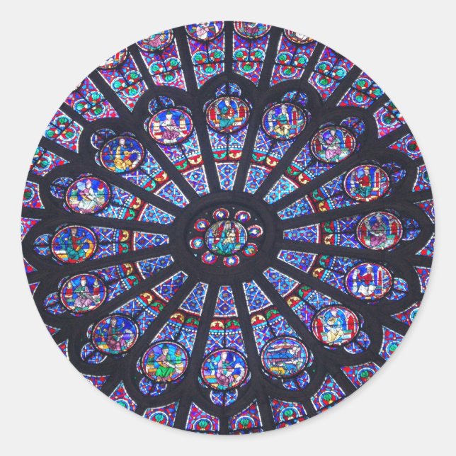 Notre Dame Rose Window Classic Round Sticker (Front)