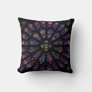 Notre Dame South Rose Window Throw Pillow