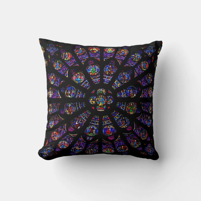 Notre Dame South Rose Window Throw Pillow (Front)