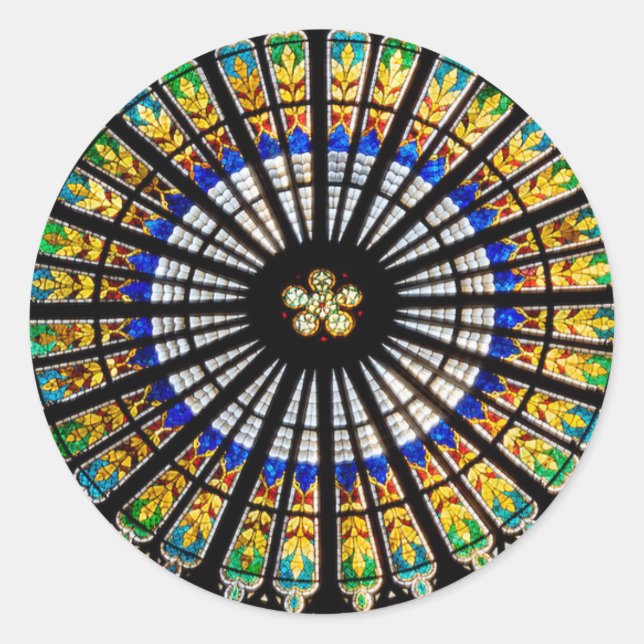 NOTRE DAME STAINED GLASS CLASSIC ROUND STICKER (Front)