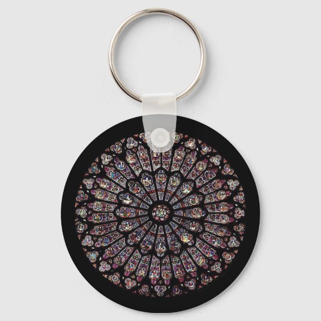 Notre Dame Stained Glass North Window, Paris Keychain (Front)