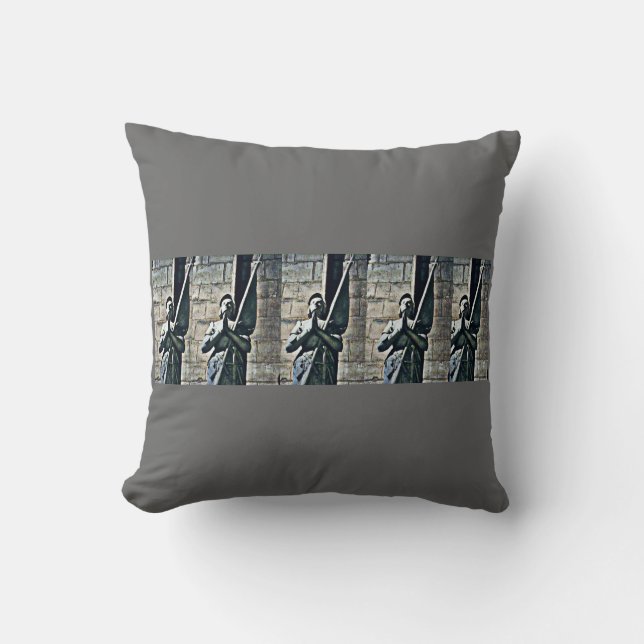 Notre Dame Statue CB Throw Pillow (Front)