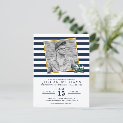 Notre Dame Striped Graduation Announcement Zazzle