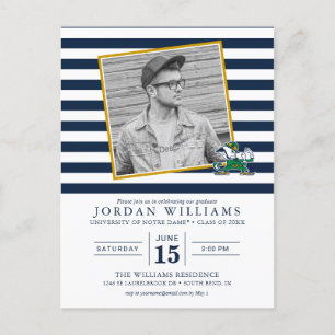Notre Dame Striped Graduation Announcement Postcard