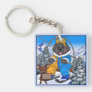 Notta Bear Mt. Hood Meadows Newfoundland Ski Lift Keychain