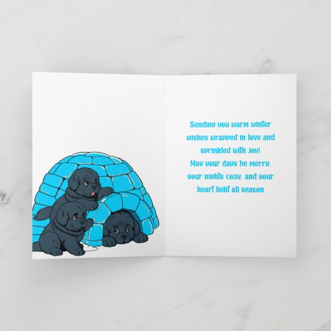 Notta Bears Puppy Igloo -Warm Winter Wishes Card (Inside)