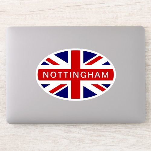 Nottingham British Union Jack flag oval vinyl Sticker