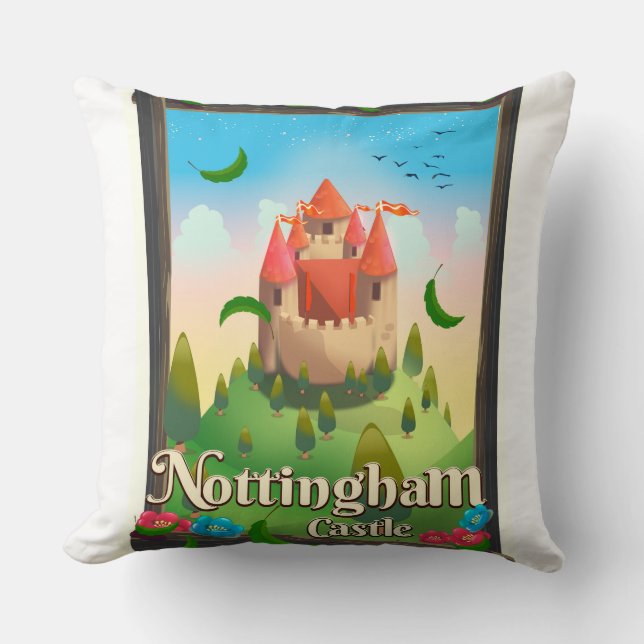 Nottingham castle travel poster throw pillow (Front)