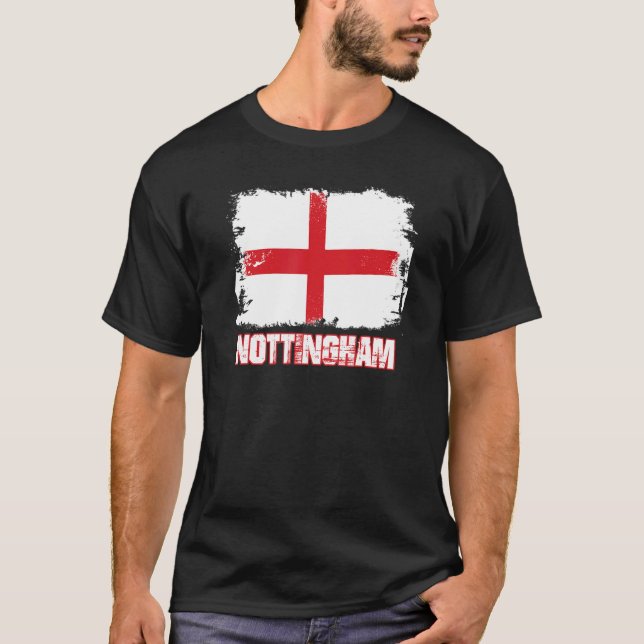 Nottingham England UK England Flag Nottingham Flag T-Shirt (Front)