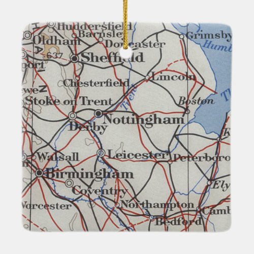 Nottingham England Vintage Map Ceramic Ornament