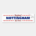 [ Thumbnail: Nottingham - My Home - England; Red & Pink Hearts Bumper Sticker ]