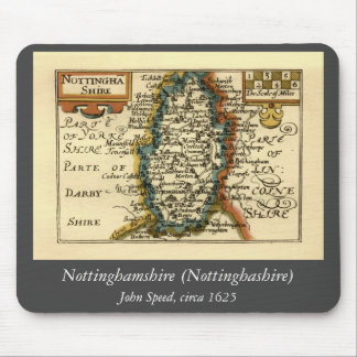 Nottinghamshire County England Old Antiquarian Map Mouse Pad
