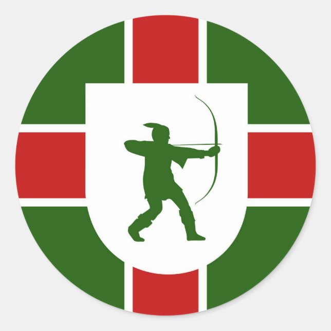 nottinghamshire region flag england robin hood classic round sticker (Front)