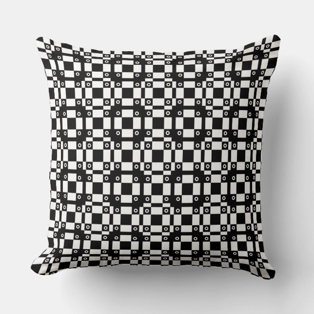 Noughts And Squares Black White Throw Pillow (Front)