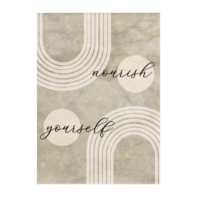 Nourish Yourself Neutral Abstract Acrylic Wall Art (Front)
