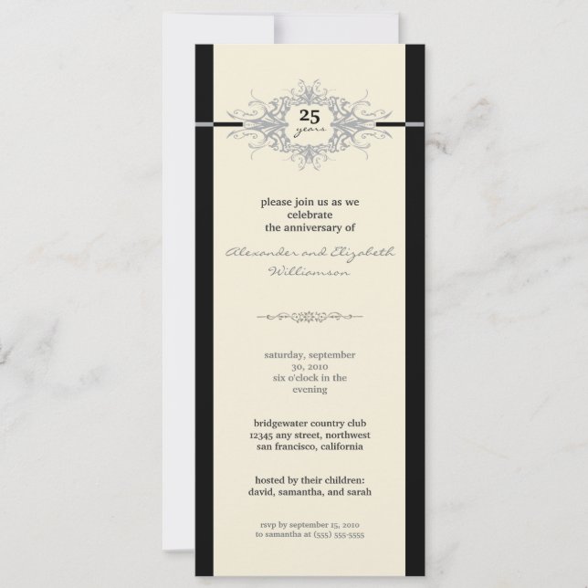 Nouveau Anniversary Party Invitation (silver) (Front)