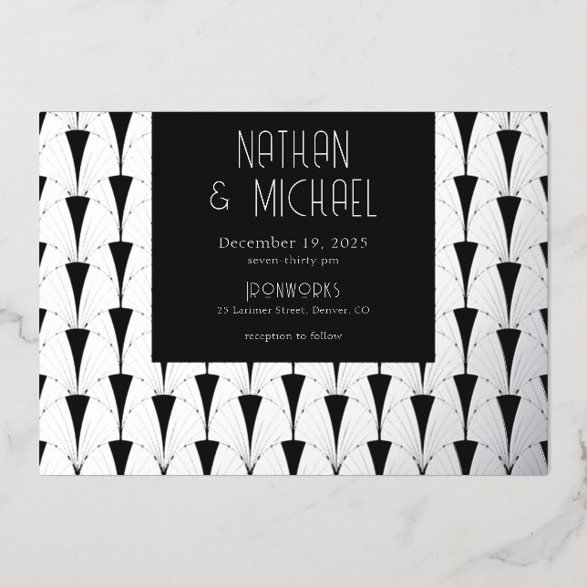 Nouveau Art Deco Silver Foil Invitation (Front)