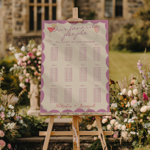 Nouveau Art Hand Drawn Wedding Seating Charts Foam Board