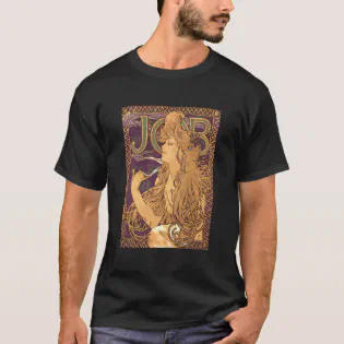 Nouveau Art Mucha Cigarette Ad Painting Young Woma T-Shirt