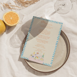 Nouveau Art Watercolor Hand Drawn Colorful Wedding Menu