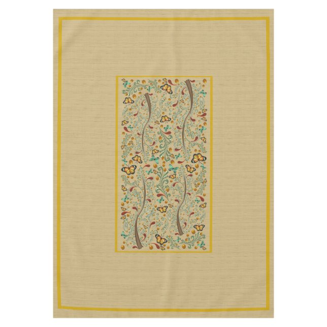 Nouveau Butterflies and Orange Trees 60" x 84" Tablecloth (Front)