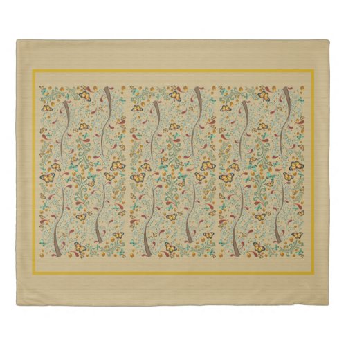 Nouveau Butterflies and Orange Trees King Duvet Co