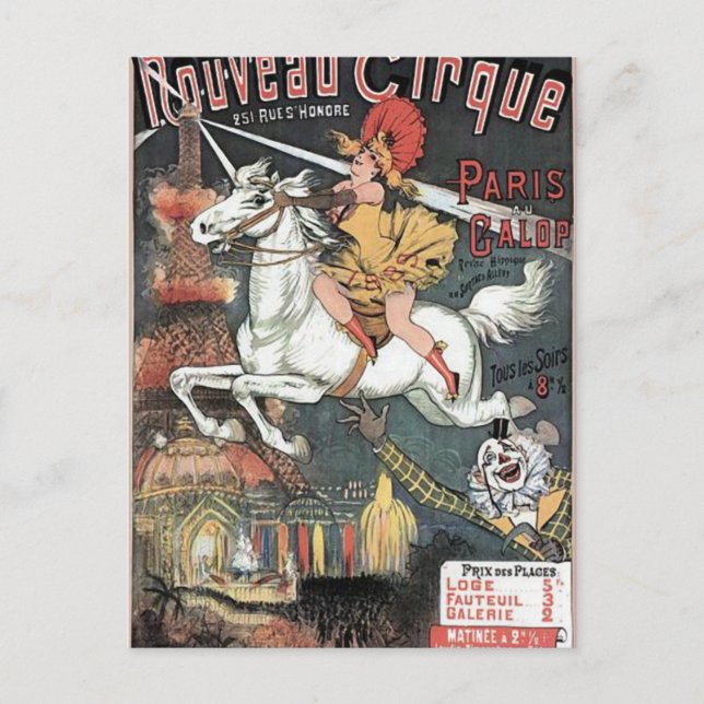 Nouveau Cirque Revuew Hippique Retro Theater Postcard (Front)