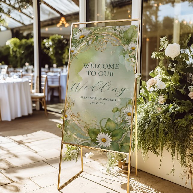 Nouveau Daisies Ivory Green Wedding Foam Board (Creator Uploaded)