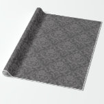 Nouveau Damask in Charcoal and Dove Gray Wrapping Paper