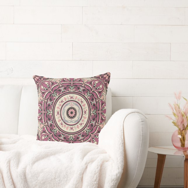 Nouveau Floral Mandala Throw Pillow (Couch)