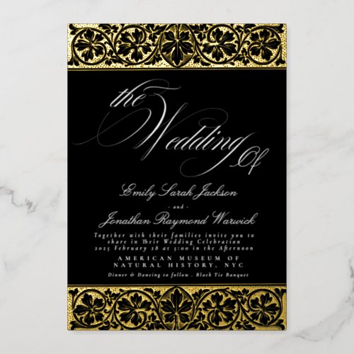 Nouveau Formal Calligraphy Elegant Classic Black Foil Invitation