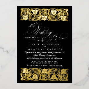 Nouveau Formal Calligraphy Elegant Classic Gold Foil Invitation