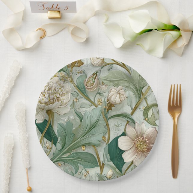 Nouveau Garden Whimsy Botanical Paper Plate (Wedding)