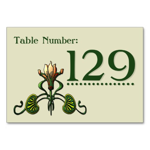 Nouveau Lilies Table Number Cards Table Number